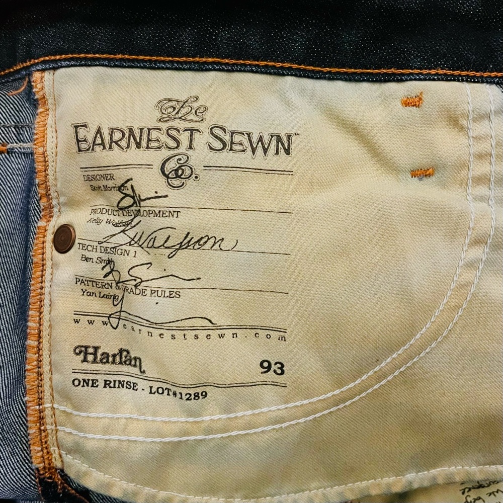 Anthropologie Earnest Sewn Dark Wash Denim Harlan Straight Leg Jeans - Size 29 - Picture 7 of 10